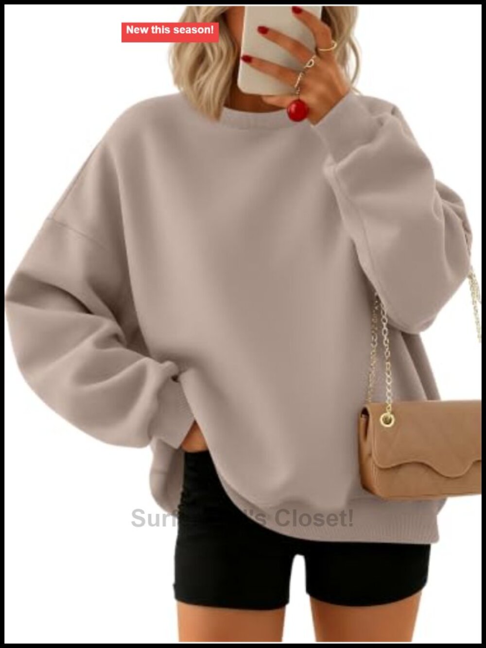 Oversized Crewneck Sweatshirt Pullover Soft Polyester Cotton Long Sleeve